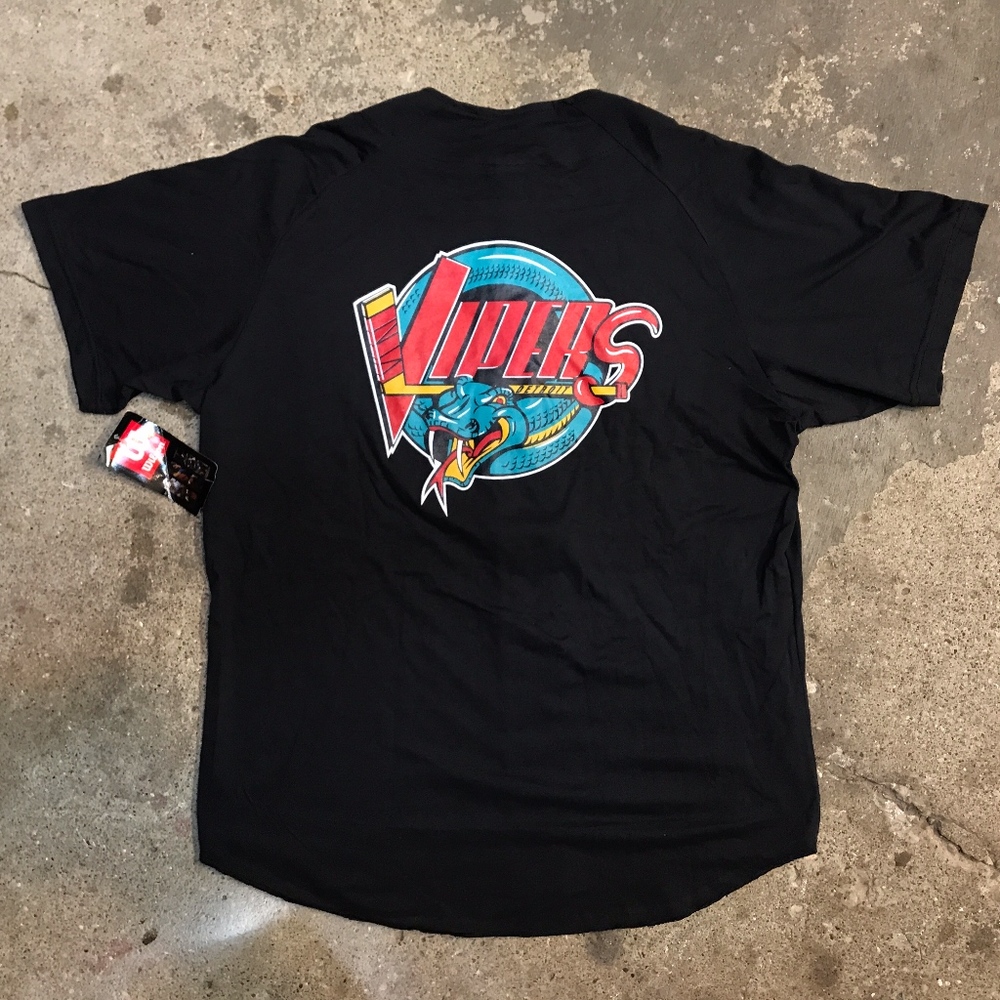 Detroit Vipers Back Print Black Baseball Jersey XL